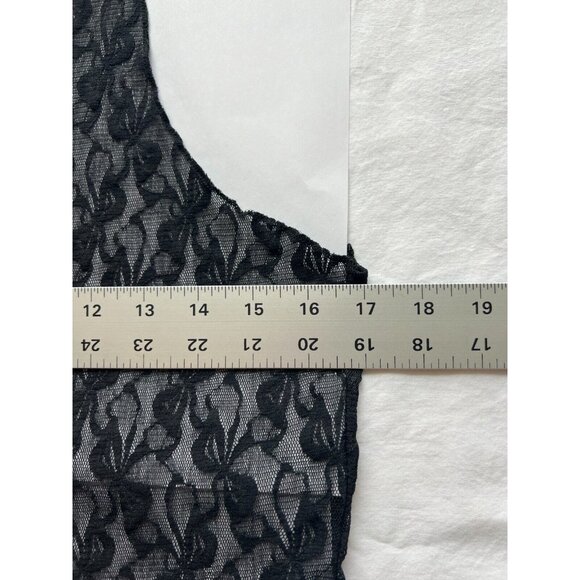Sheer Stretch Lace Bow Pattern Mesh Tank Top Shirt One Size Medium Lingerie - Picture 6 of 8